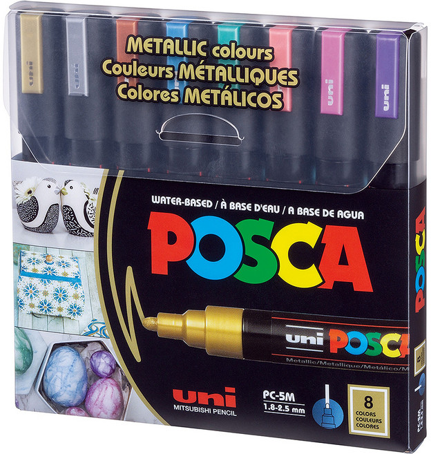 포스카 굵은 글씨용 마카 세트 METALLIC COLORS PC-5M, 8색, 1세트