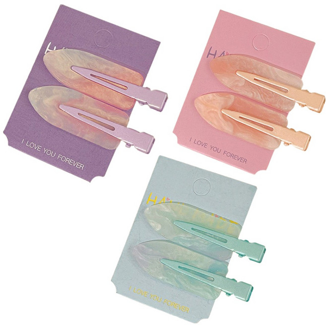 골드팡 마블컬러 자국안남는 앞머리 집게핀 2p x 3종 세트