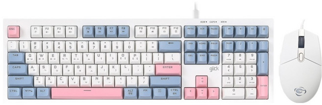 지클릭커 오피스프로 사일런스 M 250 108 키보드 마우스 세트, 일반형, Sky Pink, OPS50