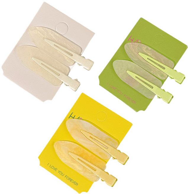 골드팡 마블컬러 자국안남는 앞머리 집게핀 2p x 3종 세트