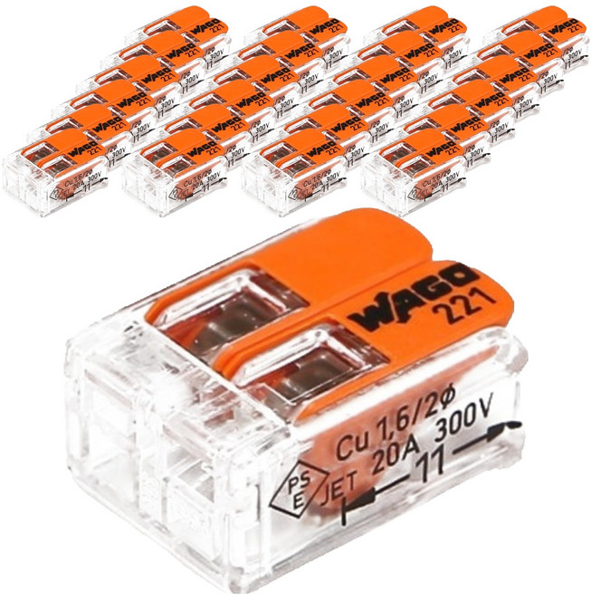 WAGO 旺科 單芯線與絞線兩用 高容量 32A 槓桿式按壓連接器 2P Simple 0.2~4 mm 相容, 25個