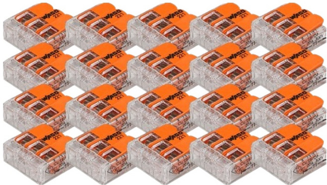 WAGO 旺科 單芯線與絞線兩用 槓桿式快接端子 Simple 橘色 兼容0.2~4mm 3p, 20個