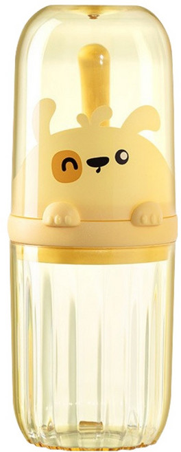 한봄누리 휴대용 투명 칫솔케이스 손잡이 양치컵, 옐로우, 1개