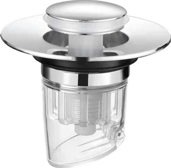 쉐리엘 욕실용 간편설치 악취 해충 완벽차단 세면대마개, 실버