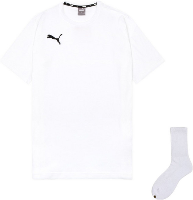 PUMA 男款 Team Goal 23 休閒 Polo 短袖 T 恤 656578 + Welldone 襪子組