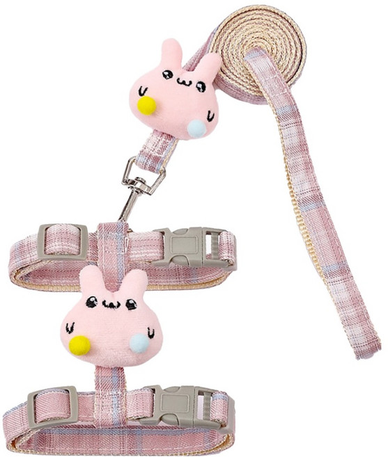 둥둥펫 고양이 큐티버니 하네스 + 리드줄 세트, 핑크, 1세트