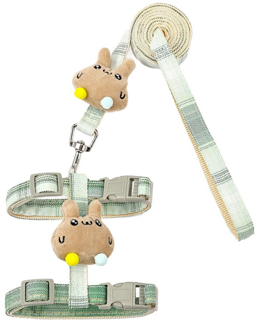 둥둥펫 고양이 큐티버니 하네스 + 리드줄 세트, 그린, 1세트