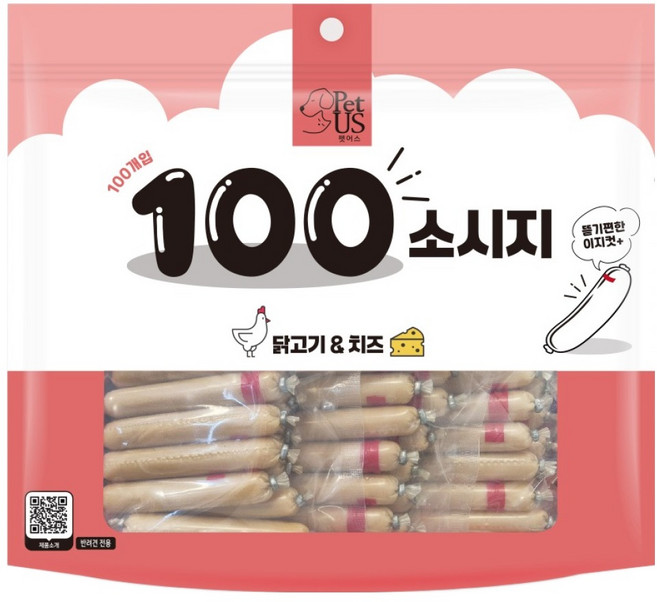 펫어스 강아지 백소시지 100p, 900g, 1개, 혼합맛(닭고기/치즈)
