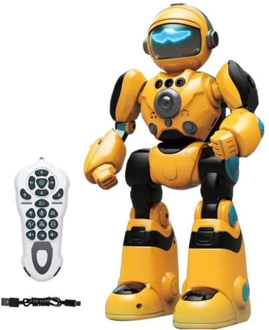 KANGAROO 캥거루 인공지능 움직이는 영어 버전 스마트 프로그래밍 제스처 감지 원격 제어 노래와 춤 로봇완구 BG1538, 옐로우, 1개