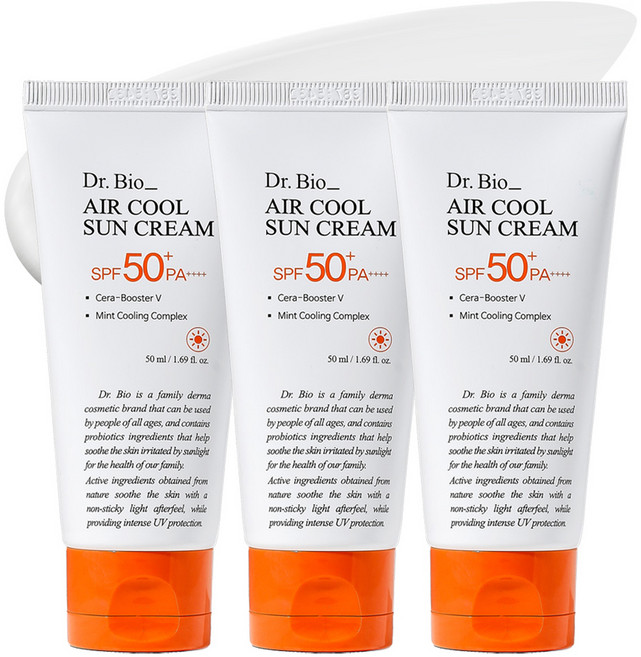 닥터바이오 에어쿨 무기자차 선크림 SPF50+ PA++++, 50ml, 3개