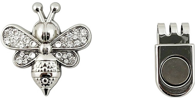 지봇골프 크리스탈 꿀벌 볼마커, 2 실버, 1개