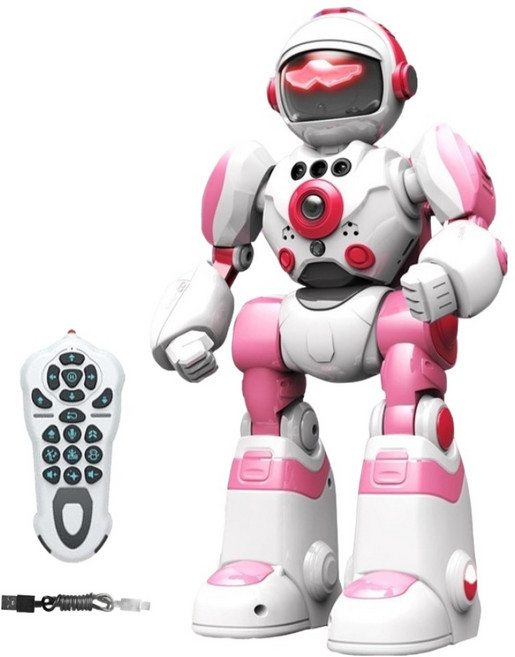 KANGAROO 캥거루 인공지능 움직이는 영어 버전 스마트 프로그래밍 제스처 감지 원격 제어 노래와 춤 로봇완구 BG1538, 핑크, 1개