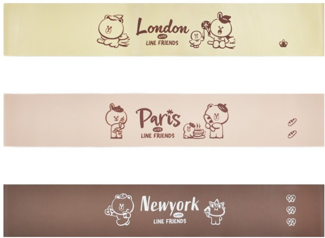 Tumaz 月熊 LINE FRIENDS 橡膠彈力帶3件組, 1組, 粉色 + 黃色 + 棕色