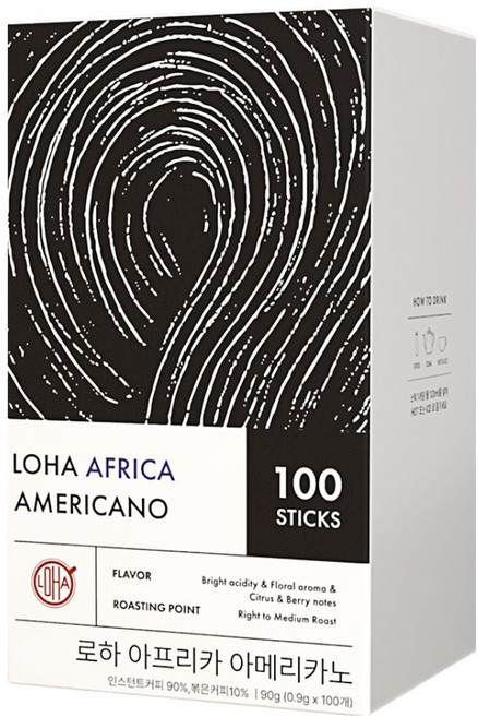 LOHA 아프리카 아메리카노 원두커피믹스, 1개, 100개입, 900mg