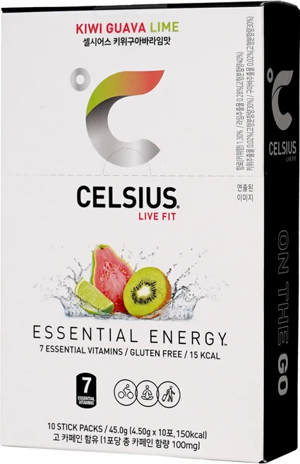 셀시어스 온더고 비타민 제로 에너지드링크 파우더 부스터 키위구아바라임맛, 4.5g, 10개입 - 쿠팡