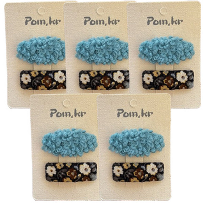 패션플로우 귀여운 펠트 레트로 패브릭 헤어핀 2종 x 5p 세트