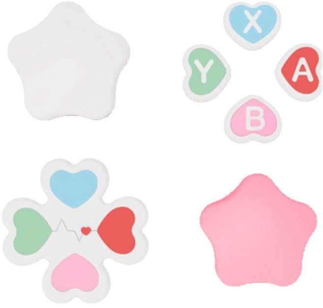 호후 닌텐도 스위치2 조이콘 호환 아날로그 스틱커버 버튼캡 하트팝, 화이트핑크버튼4색, 1개