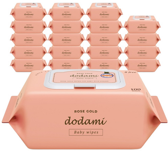 도담이 유아용 로즈골드 엠보 물티슈 캡형, 20개, 100매, 40g
