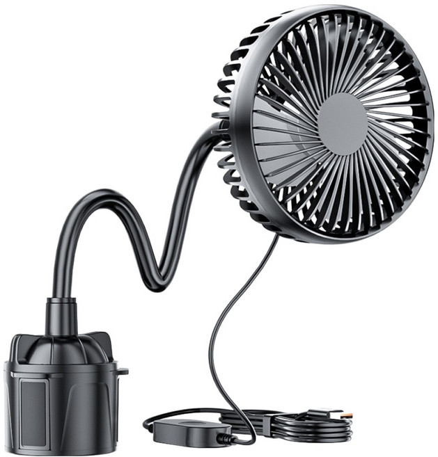 리예 컵 홀더 거치 싱글 USB 선풍기, 블랙, R-8050