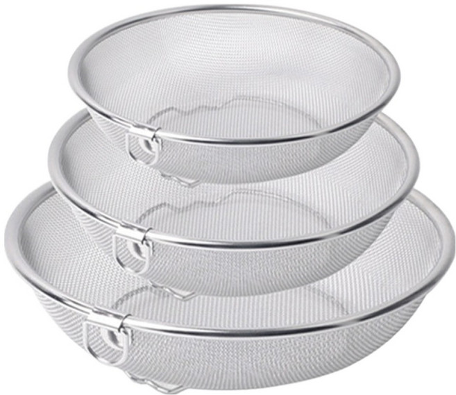 키친아트 낮은 스텐 볼 바구니 3종 세트, 혼합색상, 1세트