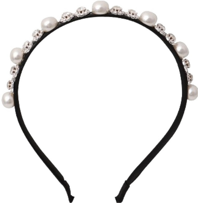 진주 큐빅 장식 머리띠