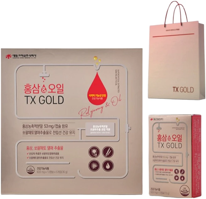 대동고려삼 홍삼오일 TX GOLD 36g + 쇼핑백, 1개, 60정 - 쿠팡