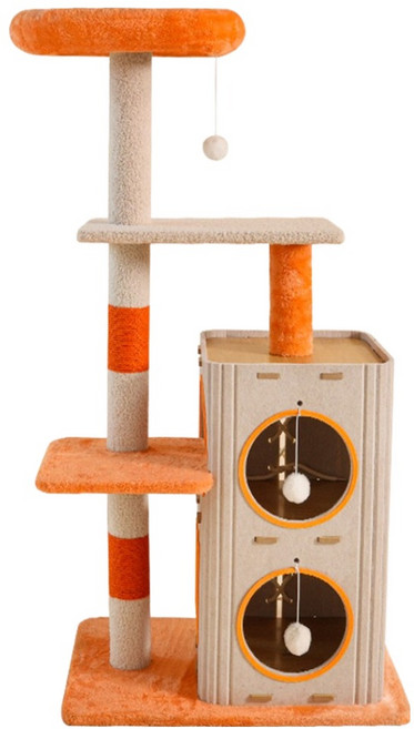 칠시 고양이 미들타워 숨숨집 캣타워, 혼합색상, 1개