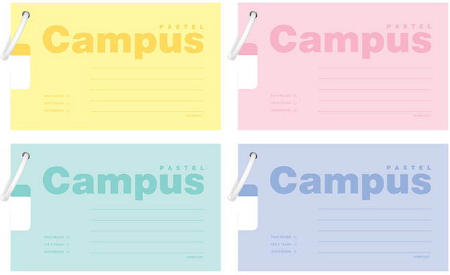 핑크풋 파스텔 캠퍼스 메모카드 세트, 옐로우+핑크+민트+블루, 70매, 4개