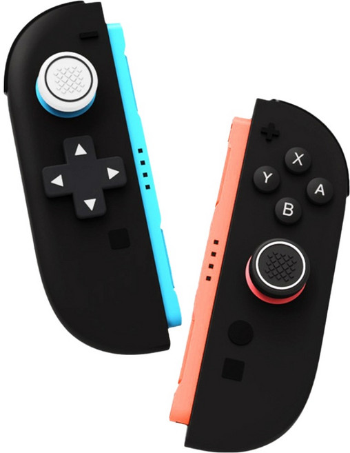스페이스쉴드 닌텐도 스위치 2 조이콘 호환 ABXY & 방향 버튼 + 스틱 캡 실리콘 컬러 톤 체인지 키트 세트, 블랙 + 화이트, 1세트