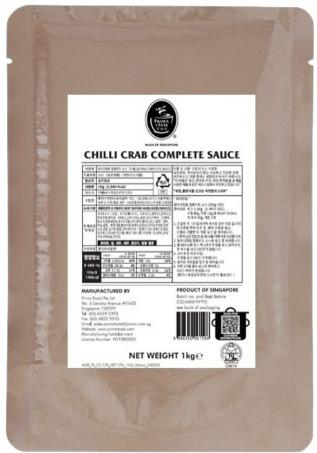 프리마테이스트 칠리크랩소스, 1개, 1kg