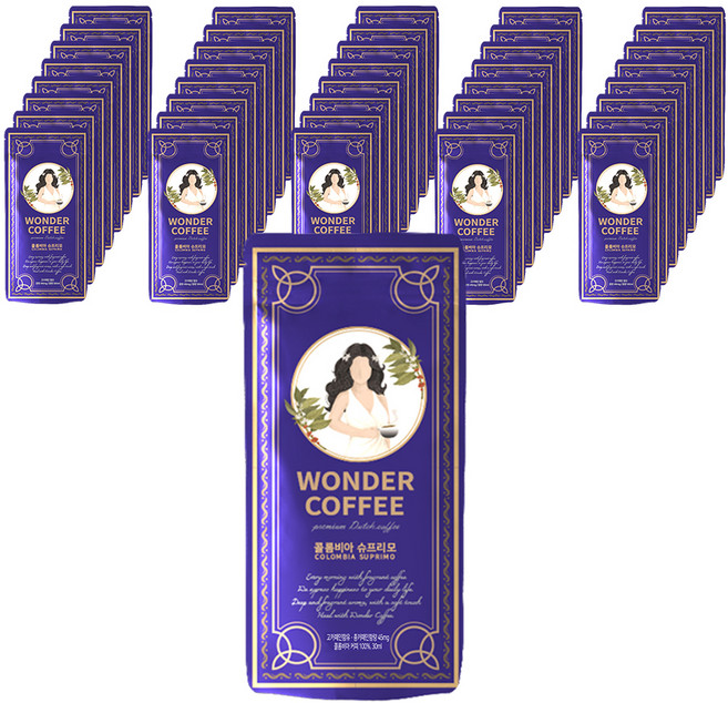 헬리빈 원더 더치커피 파우치 콜롬비아 슈프리모, 40개, 1개입, 30ml