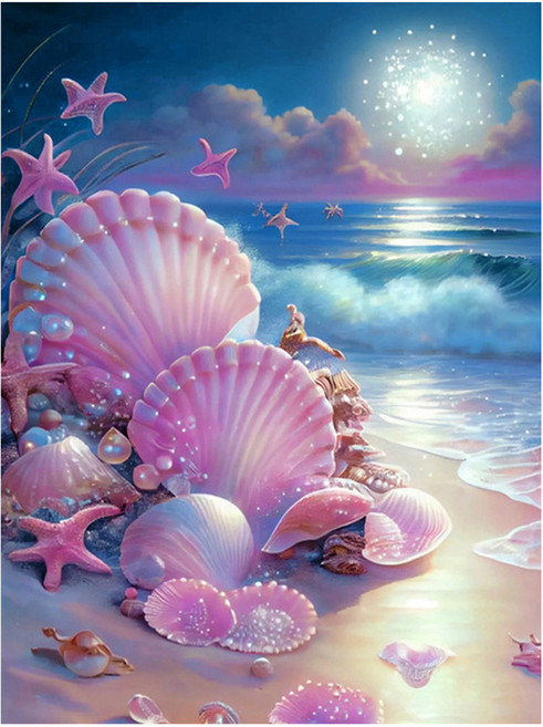 탑피아 바닷가 DIY보석십자수 세트 30 x 40 cm CY-FJ11111, 혼합색상, 1세트