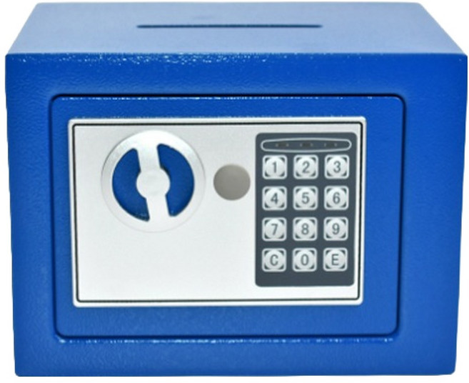 윰스 디지털 상단 투입 미니 안전금고, 23 x 17 x 17 cm, 블루