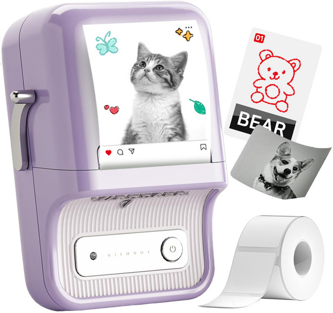 NIIMBOT Sinolink 300dpi 標籤印表機 + 標籤紙套組, 1套, B21PRO(薰衣草紫)