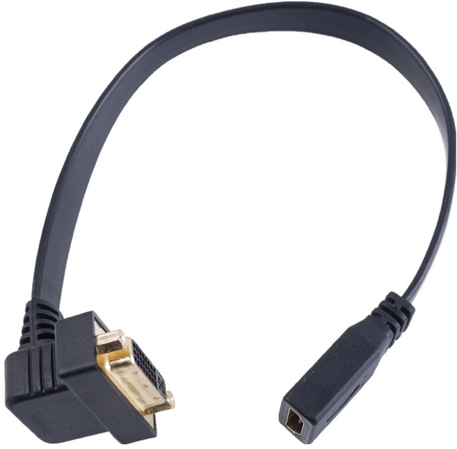 컴스 HDMI F to DVI F 하향꺾임 꺽임 변환 케이블 25cm, HDMI 젠더 DVI ㄱ자 꺾임 암/암 25cm psNT923, 1개