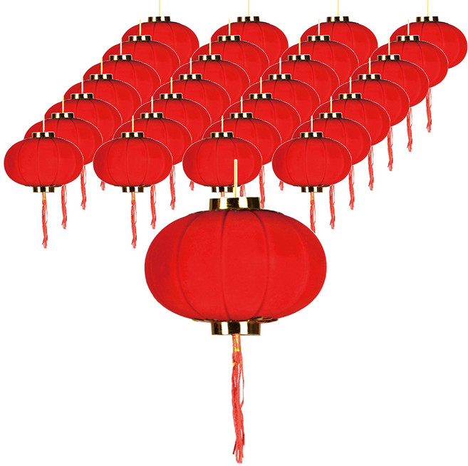 小麥購物 春節裝飾植絨小燈籠 4 L2005 30個, 紅色
