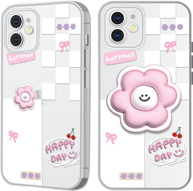 핫티몰 핑크 스마일꽃 휴대폰 케이스 + 스마트톡 세트