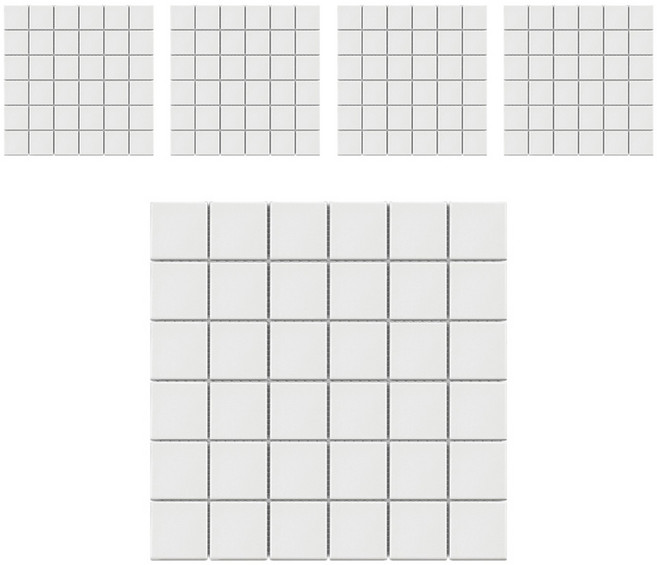 모네스페스 자기질 모자이크 타일 48mm, 화이트 무광, 5개