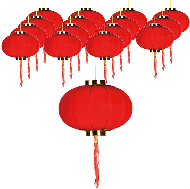 小麥購物 春節裝飾植絨小燈籠 6 L2005 16個, 紅色