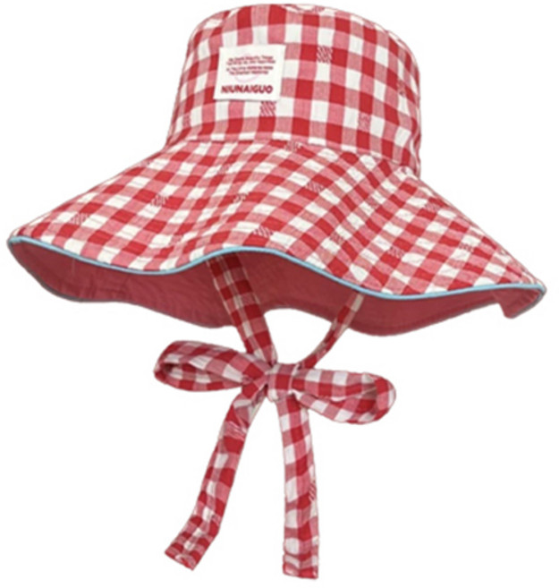 PDS時尚雙面格紋蝴蝶結漁夫帽