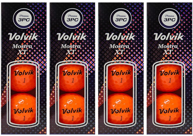 Volvik Mostra XT 遠距高爾夫球 3層 43mm, 橘色, 4個, 3入