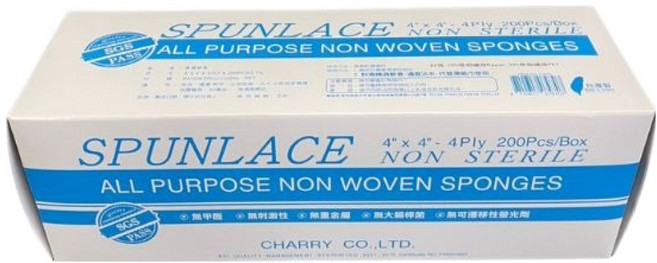 CHARRY 強利 美容紗布 SGS認證 厚款 4吋 x 4吋 x 4PLY, 白色, 1盒