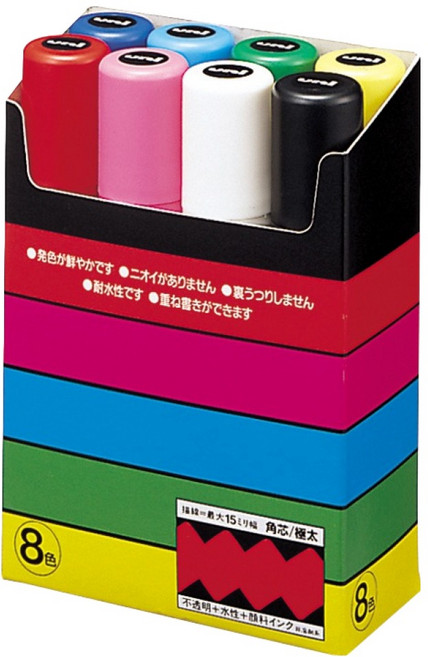 포스카 컬러마카 세트 매우 두꺼운 글씨용 PC-17K, 8색, 1세트