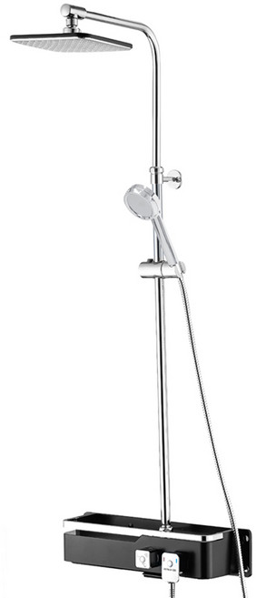 미리내 스마트 무타공 욕실 선반형 해바라기샤워기, 블랙, 1개