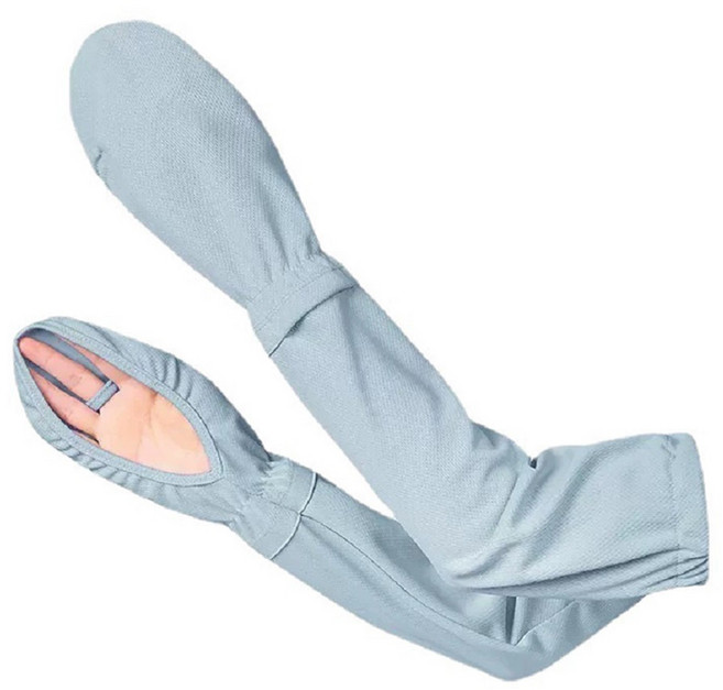 QIDINA 奇蒂可 冰絲涼感防曬護臂手套袖套, 藍綠色