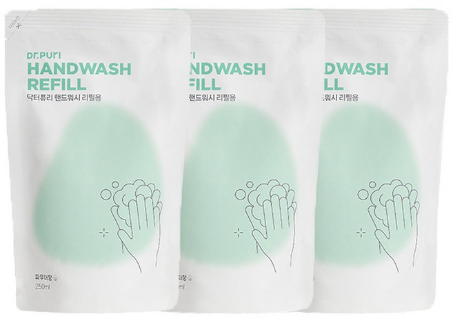 닥터퓨리 핸드워시 파우더향 리필, 250ml, 3개