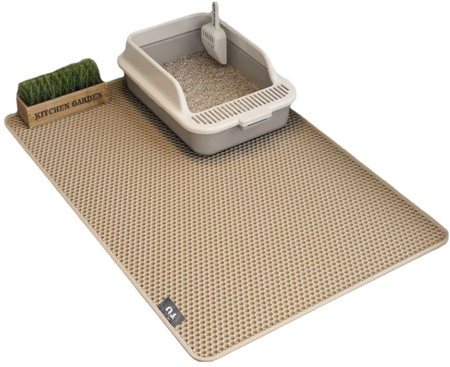 티유 사막화방지 벌집구조 고양이 화장실 모래매트, 베이지, 1개