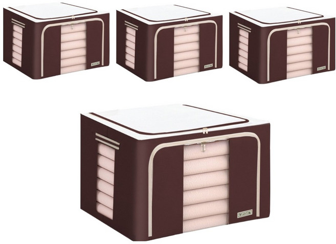 마이닝 접이식 특대용량 리빙박스 120L, 베이직브라운, 4개