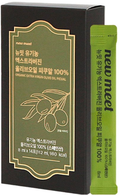 뉴밋 유기농 엑스트라버진 올리브오일 스틱 피쿠알 100% 14p, 112ml, 1박스