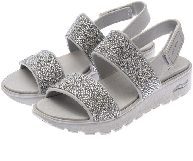 SKECHERS 女款 ARCH FIT FOOTSTEPS 涼鞋 111305GRY, 灰色, 25cm